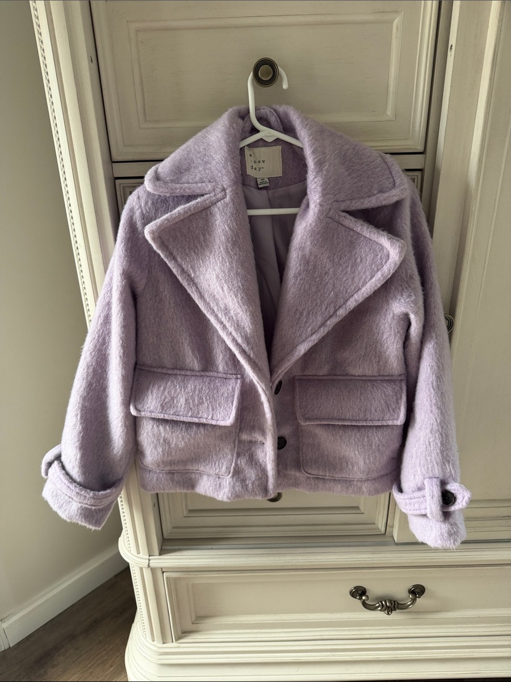 a new day Lavender Plush Teddy Jacket - Short Cozy Coat